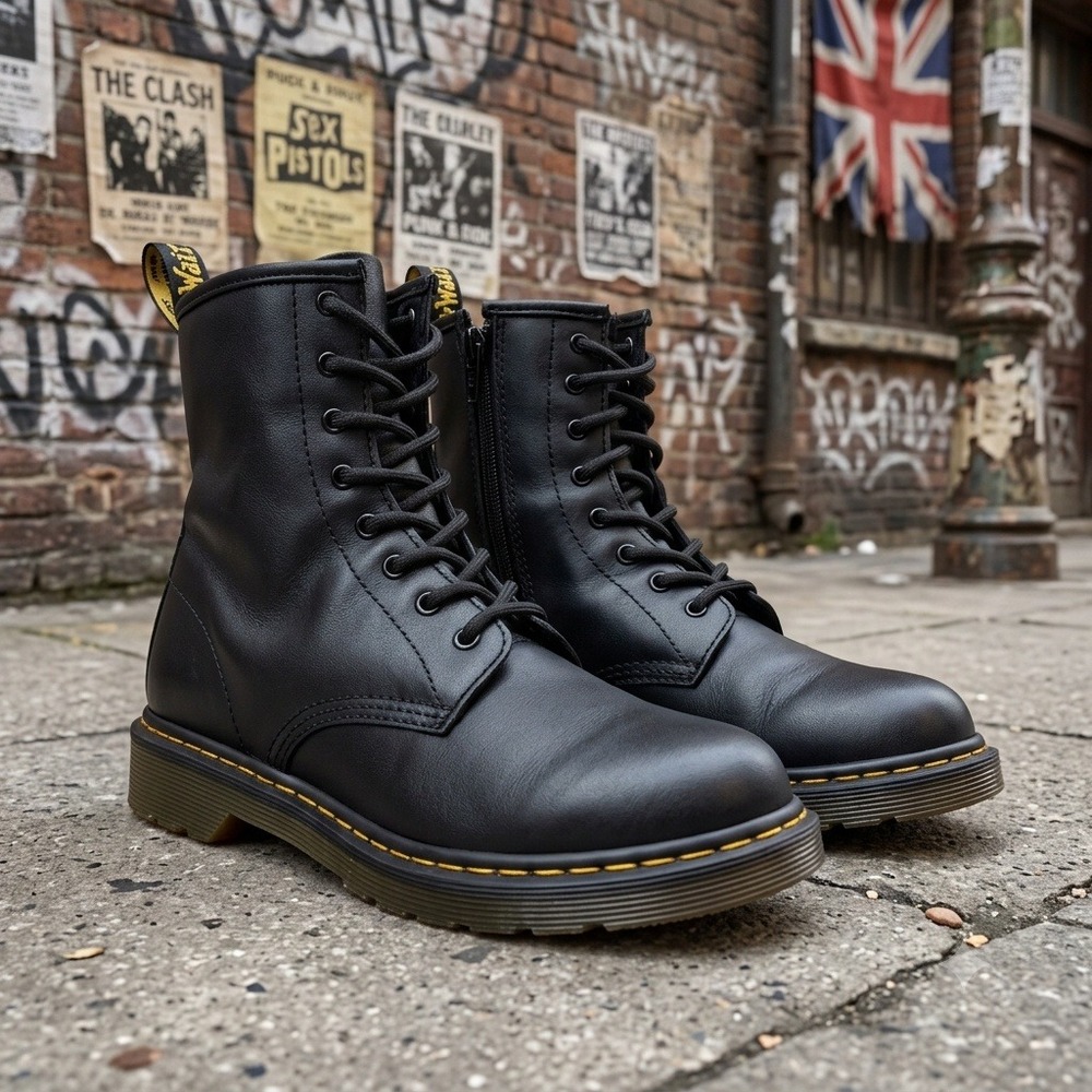 Dr. Martens 1460Y Delaney Black Leather Side Zip Boots Junior 5M 6L EU 37